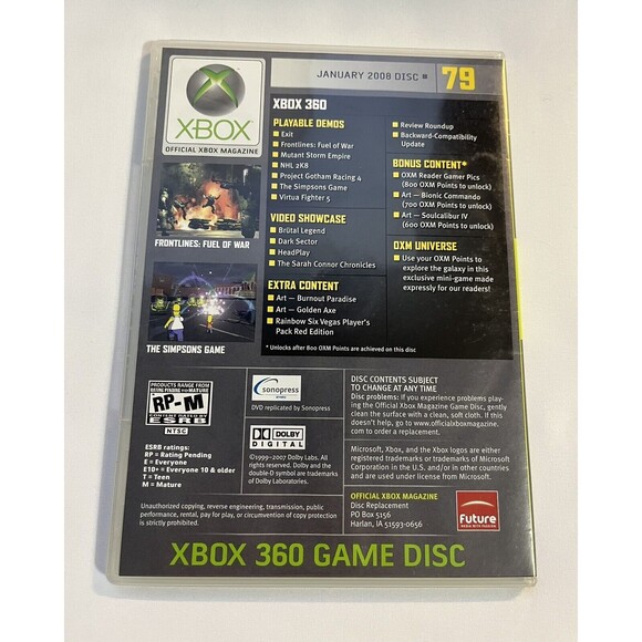 XBOX MAGAZINE DEMO GAME DISC #79  Microsoft Xbox 360  Tested - Picture 2 of 8